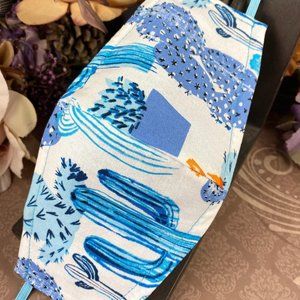 Handsewn Face Mask – Blue Cactus